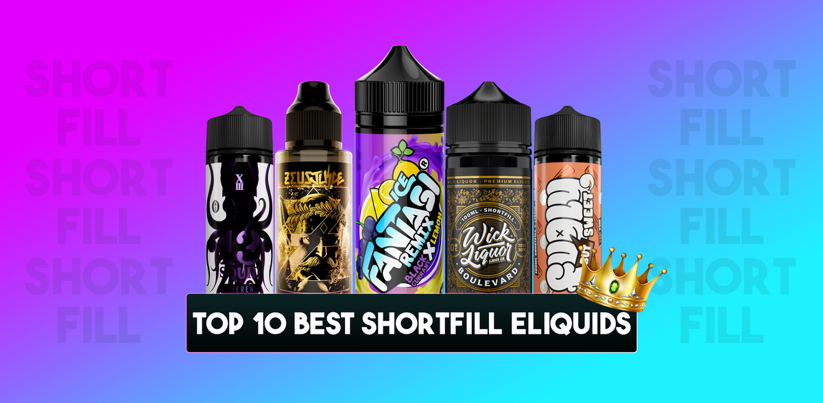 Top 10 Best Shortfill E-Liquids 2022. Blue Raspberry Bubblegum - Modmate by Nasty Juice. Midas by Zeus Juice. Original Glazed - Seriously Donuts by Doozy Vape. Strawberry Jam Yogurt by IVG. Boulevard by Wick Liquor. Heisenberg by Vampire Vape. ASAP Grape by Nasty Juice. Blue Wing - Seriously Soda by Doozy Vape. Summer Blaze by IVG. Honey Roasted Tobacco by Element.