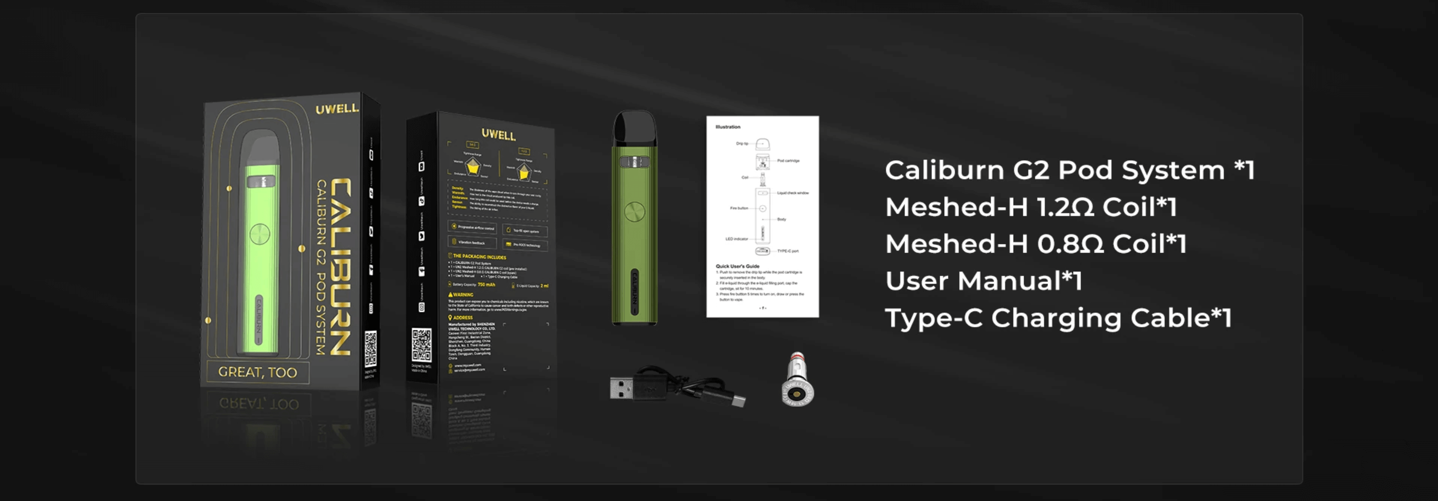 Uwell Caliburn G2 | Box contents