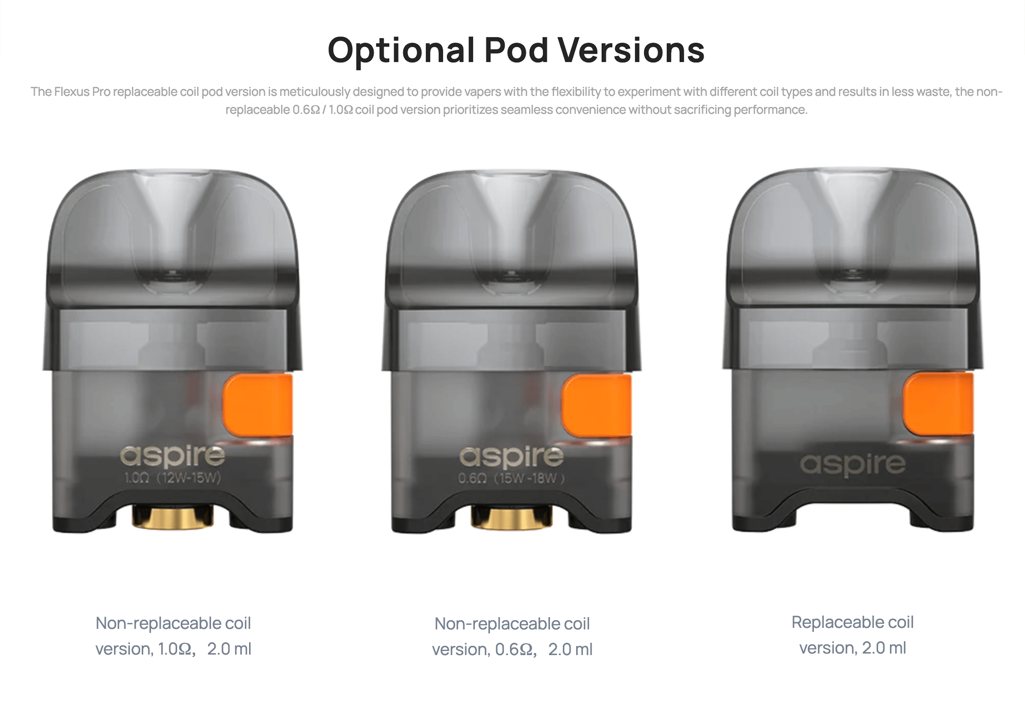 Aspire Flexus Pro Kit - Optional Pod Versions