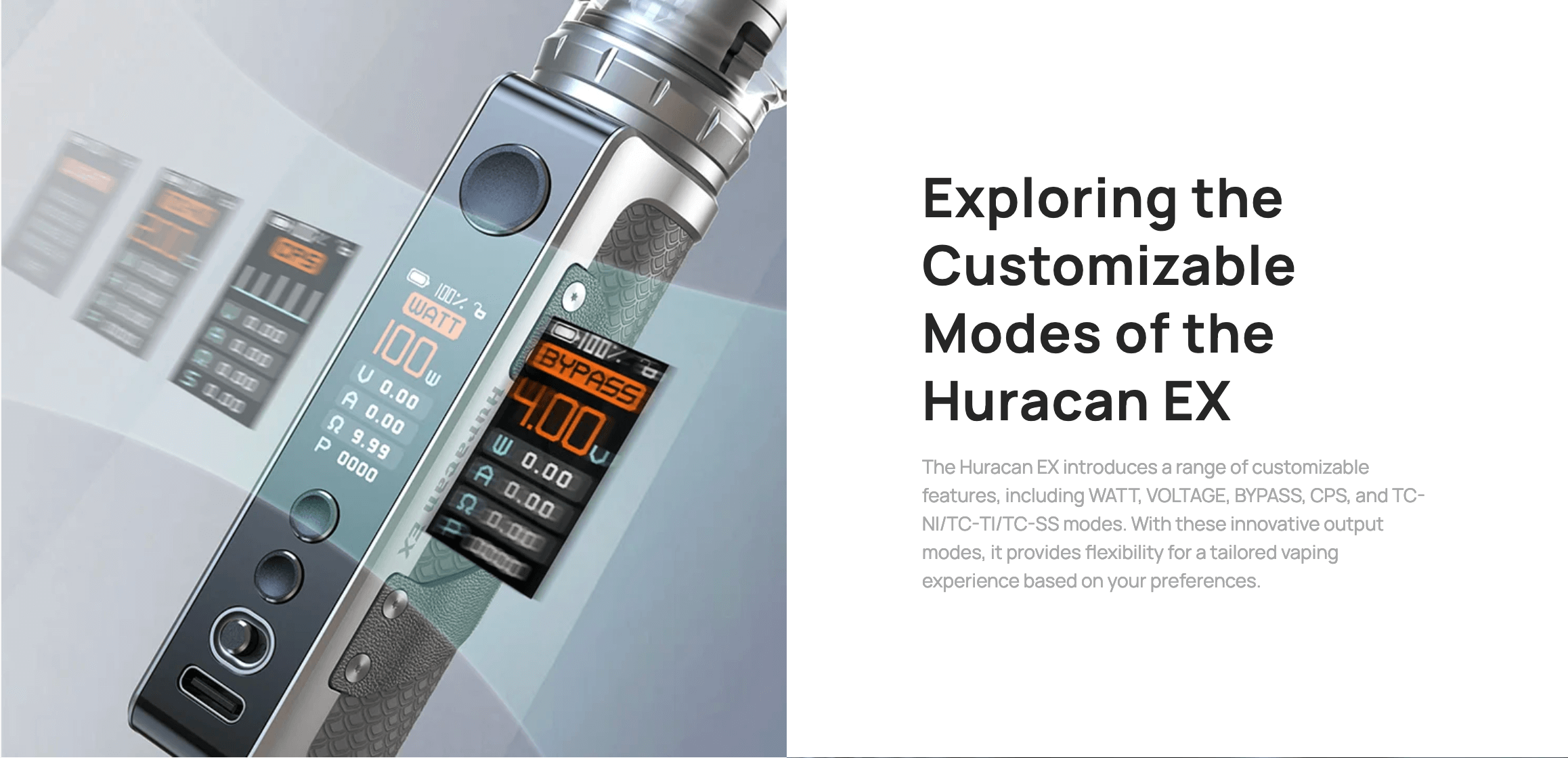 Aspire Huracan EX Vape Kit - Customisable modes