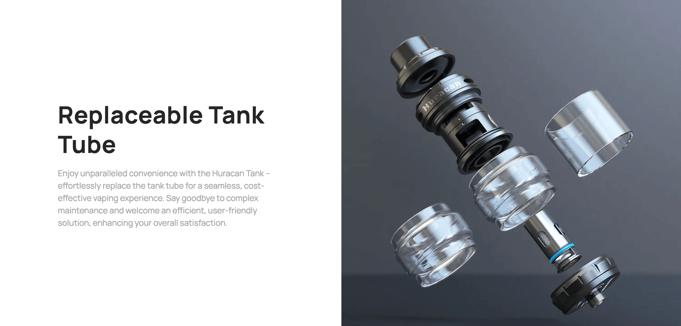 Aspire Huracan EX Vape Kit - Replaceable tank tube