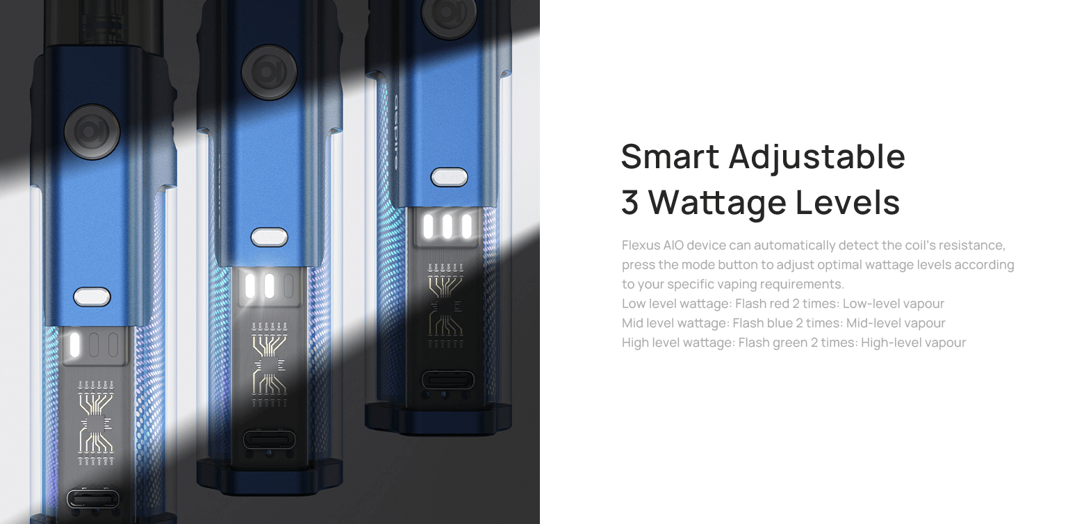 Aspire Flexus AIO - smart adjustable 3 wattage levels