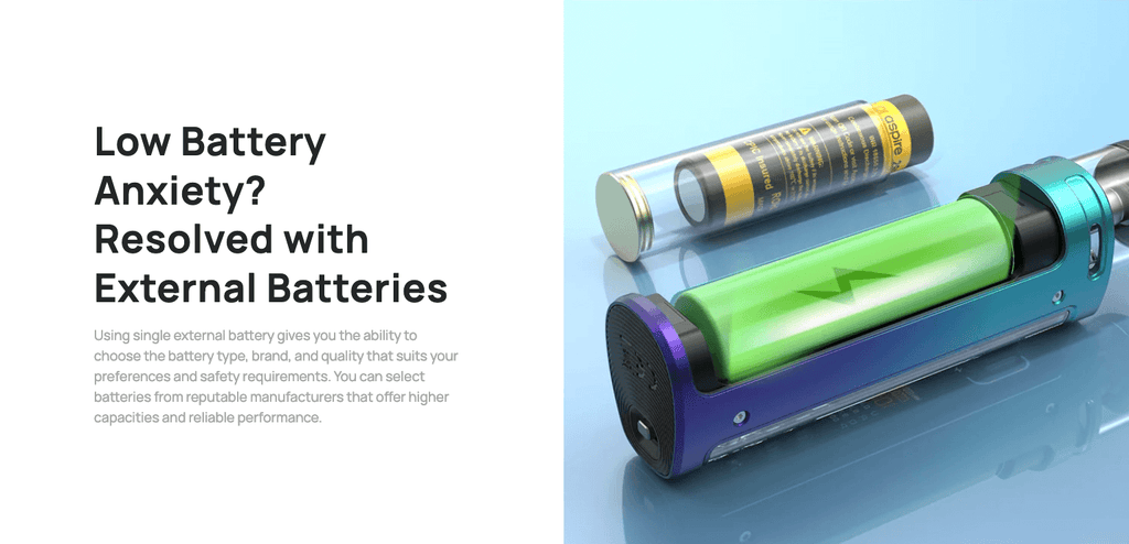 Aspire Veynom EX Vape Kit - External Battery 18650 or 21700 Compatibility