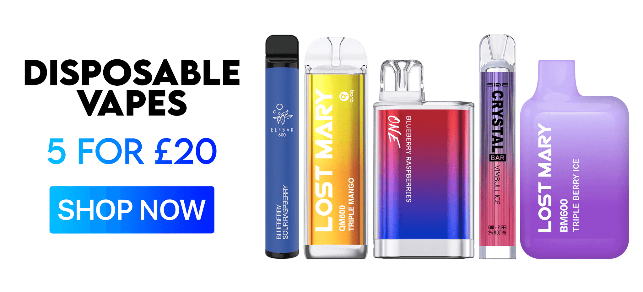 Disposable vapes 5 for £20. Shop Now