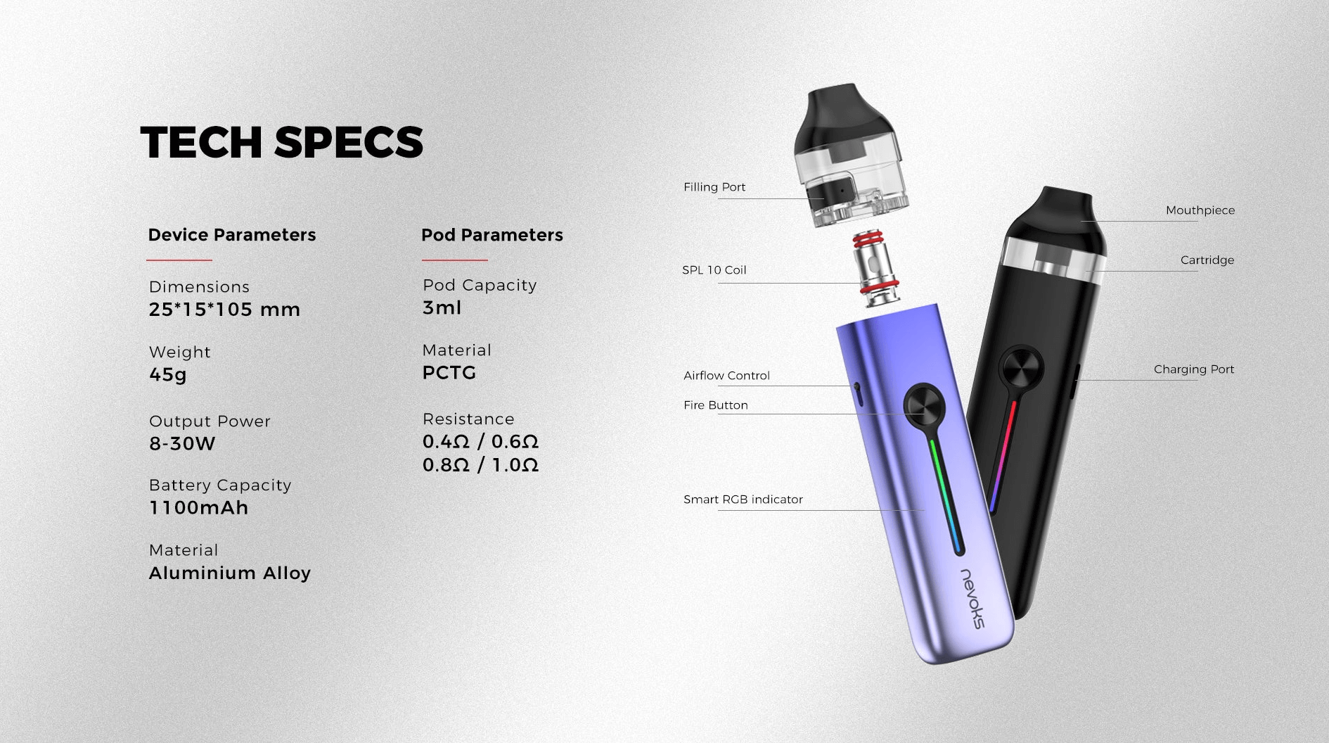 Nevoks Feelin 2 Pod Kit - Tech Specs