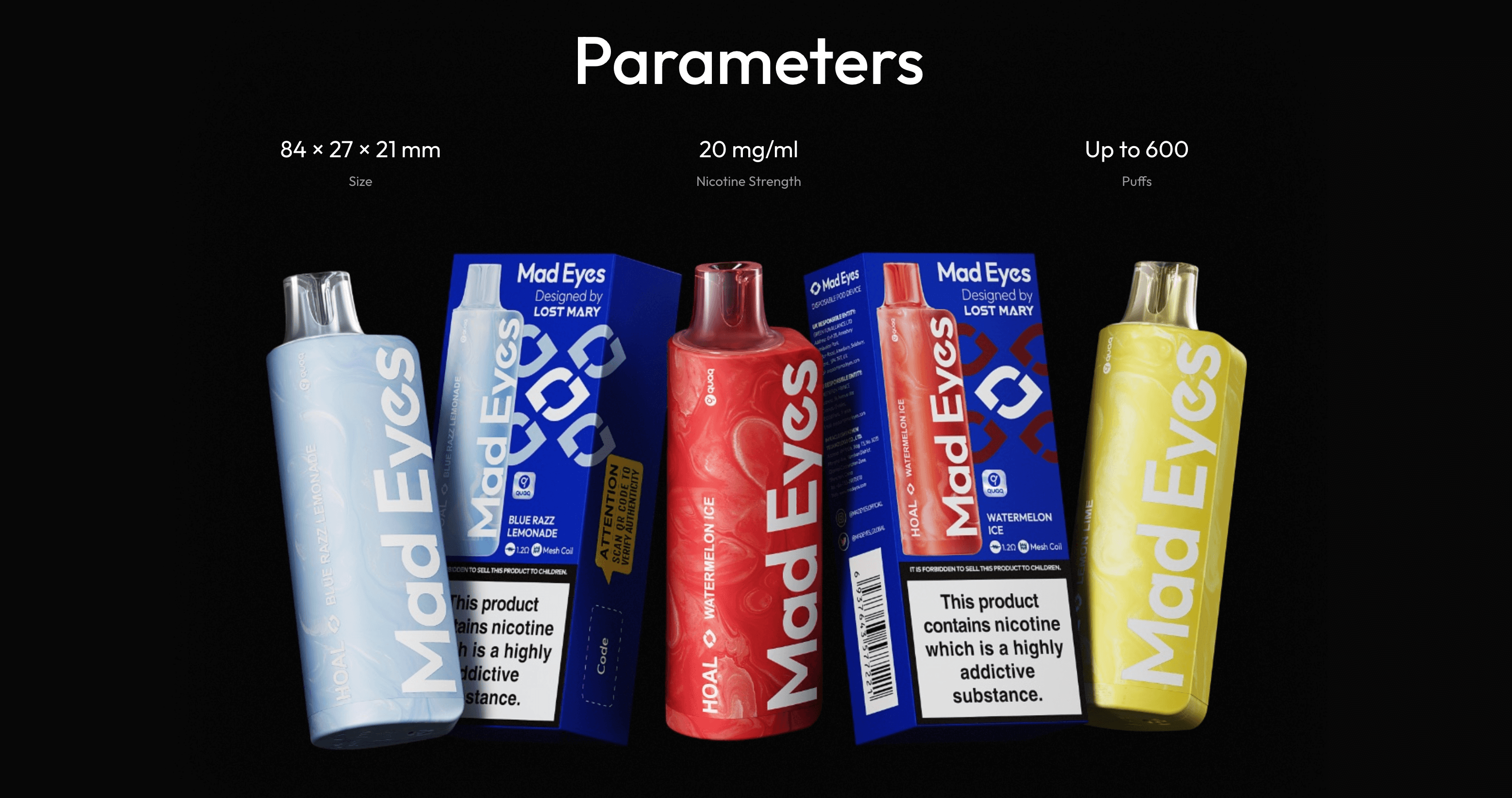 Mad Eyes HOAL Disposable Vape | Parameters