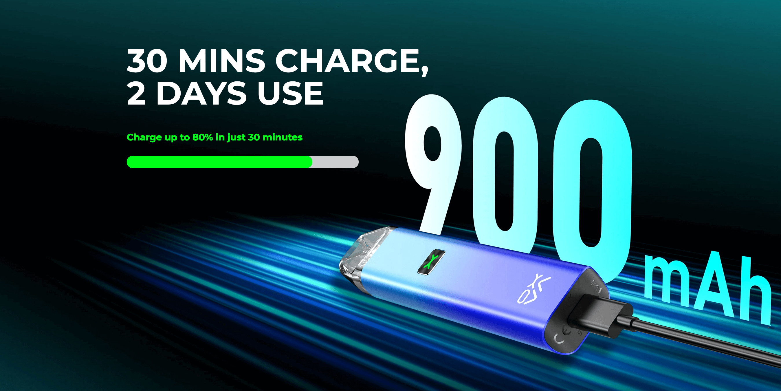 Oxva Xlim C | 900mah battery, 30 minutes charge, 2 days use