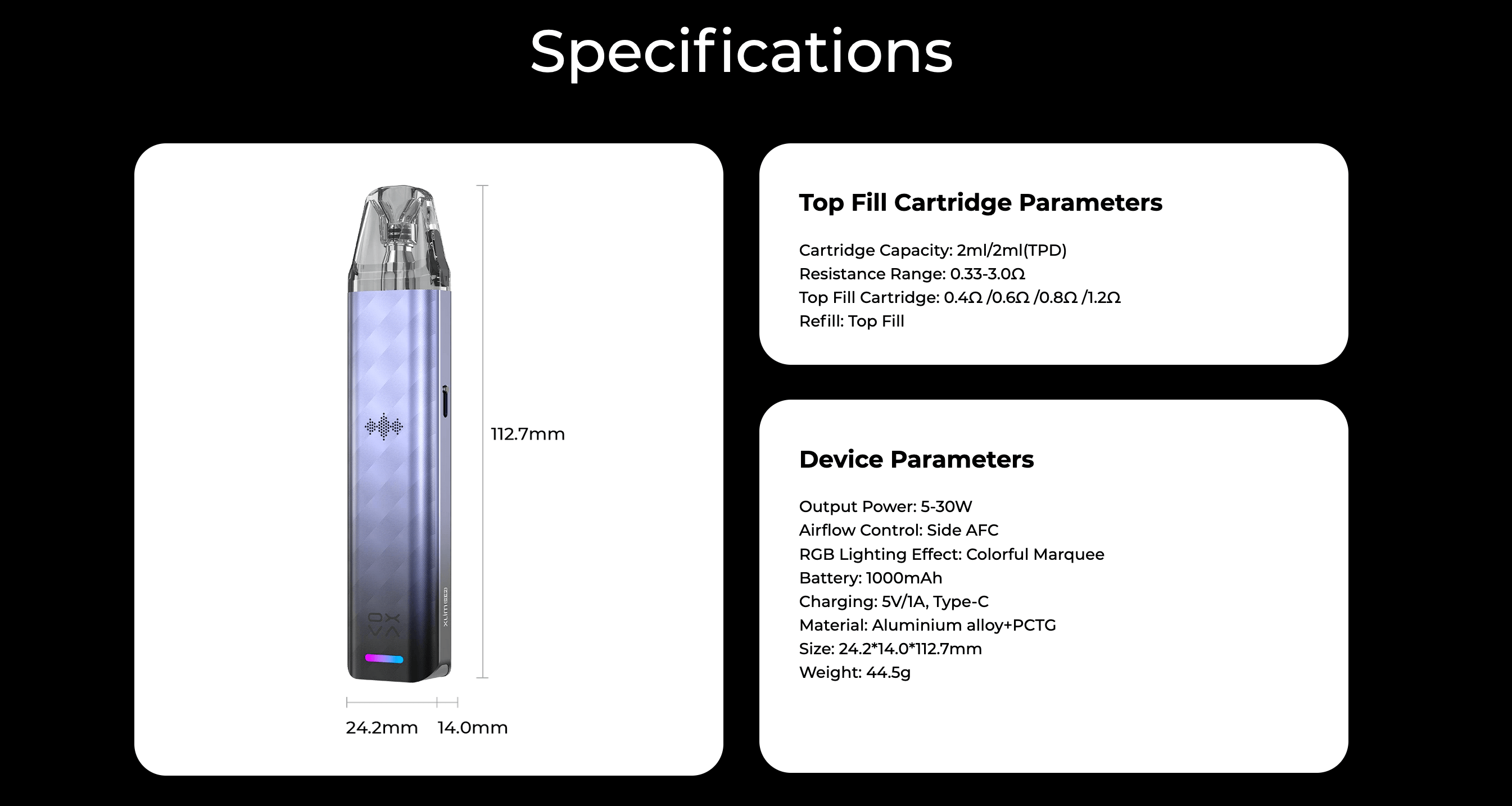 Oxva Xlim SE 2 Kit - specifications