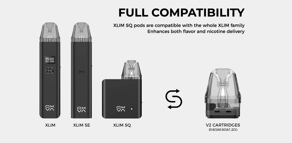 Oxva Xlim SQ Vape Kit | Full Compatibility - Xlim SQ pods are compatible with the whole Xlim family of devices.