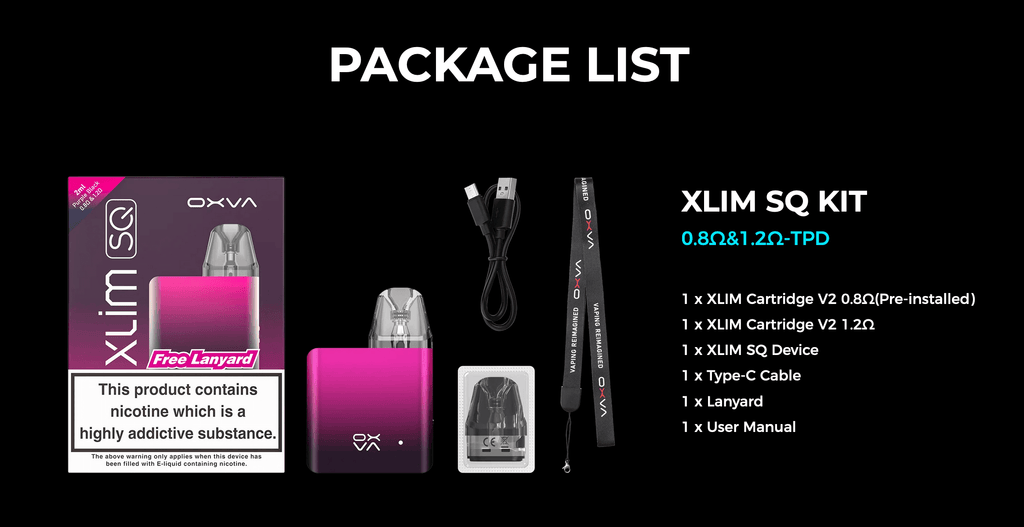 Oxva Xlim SQ Vape Kit | Packing List / What's Included?