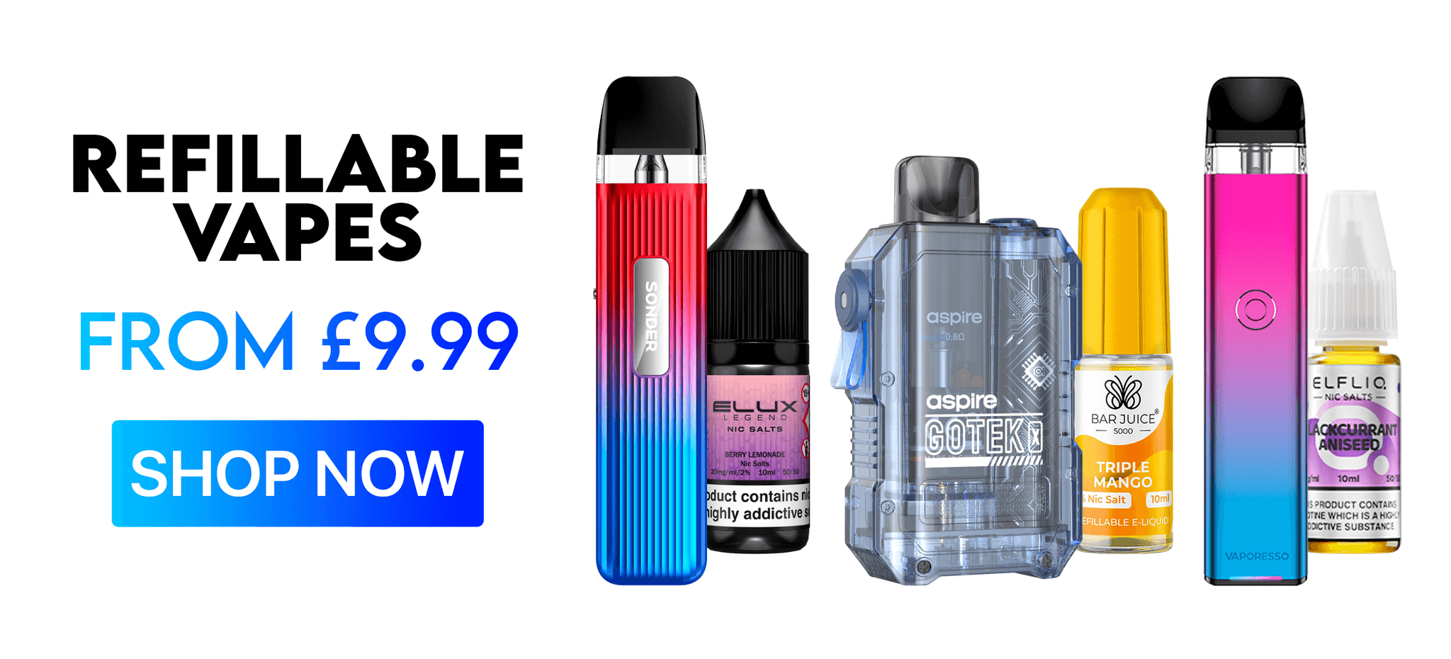 Refillable Vapes from £9.99. Shop Now