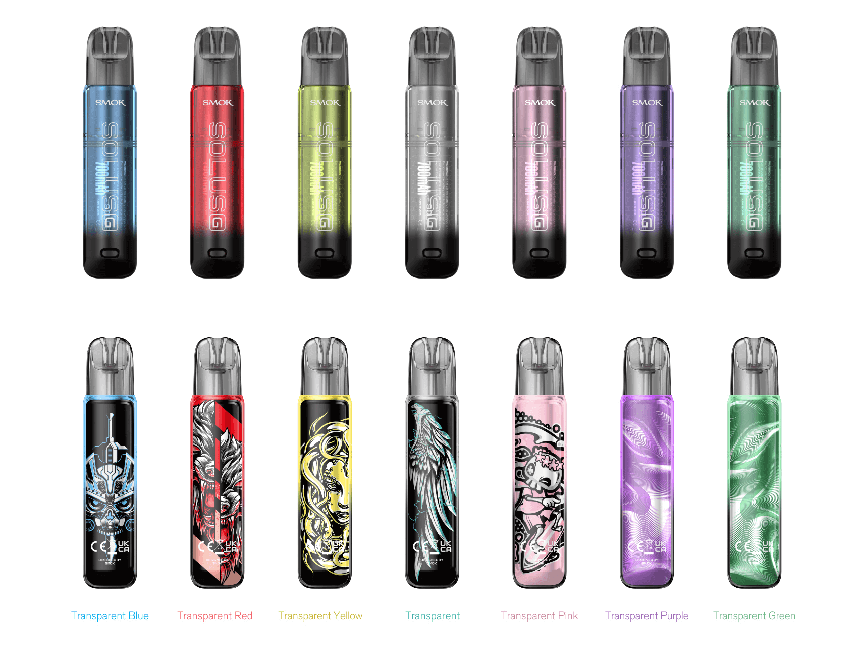 Smok Solus G Pod Kit Colour Options | Transparent, Blue, Red, Yellow, Pink, Purple, Green