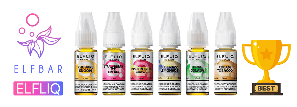 Showing bottle images of top 6 Elfliq vape juice