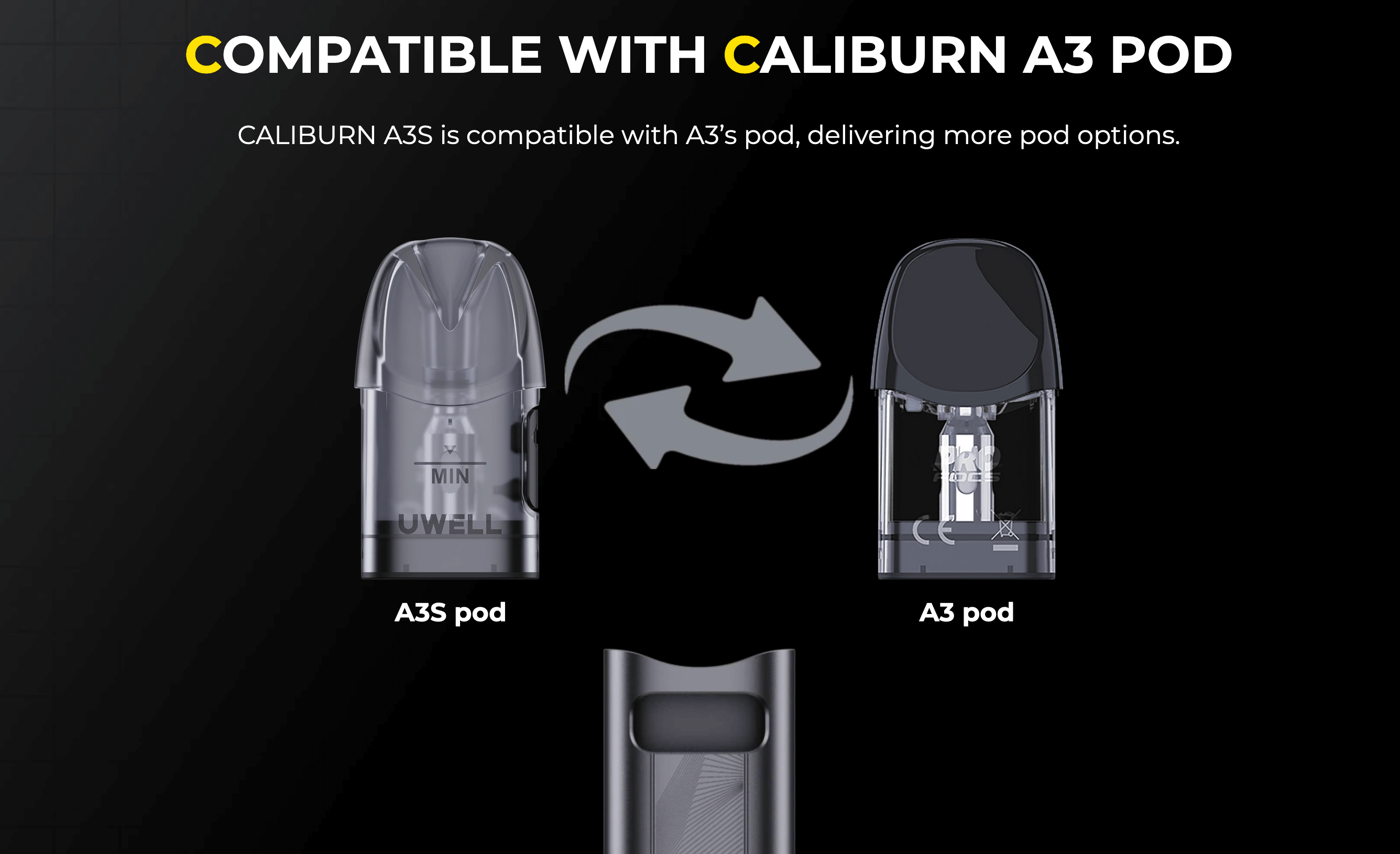 Caliburn A3S Pod Vape Kit by Uwell - compatible with Caliburn A3 Pods