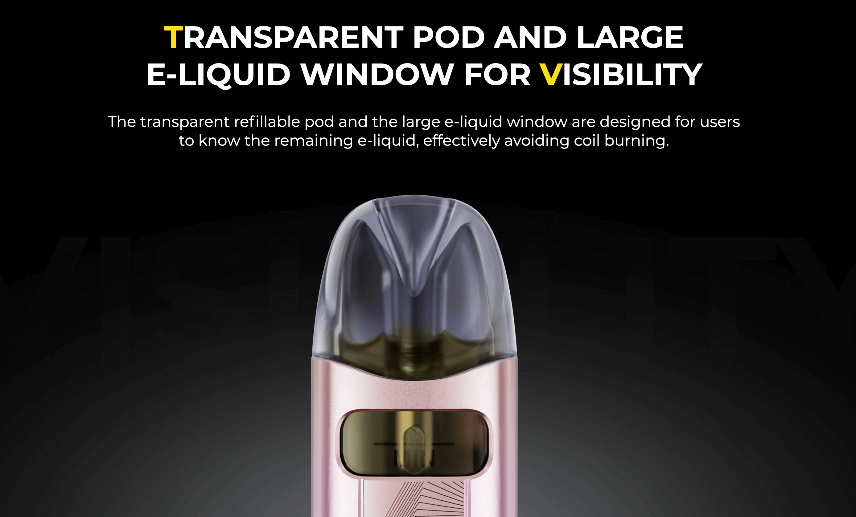 Caliburn A3S Pod Vape Kit by Uwell - transparent pod and large liquid visibility window