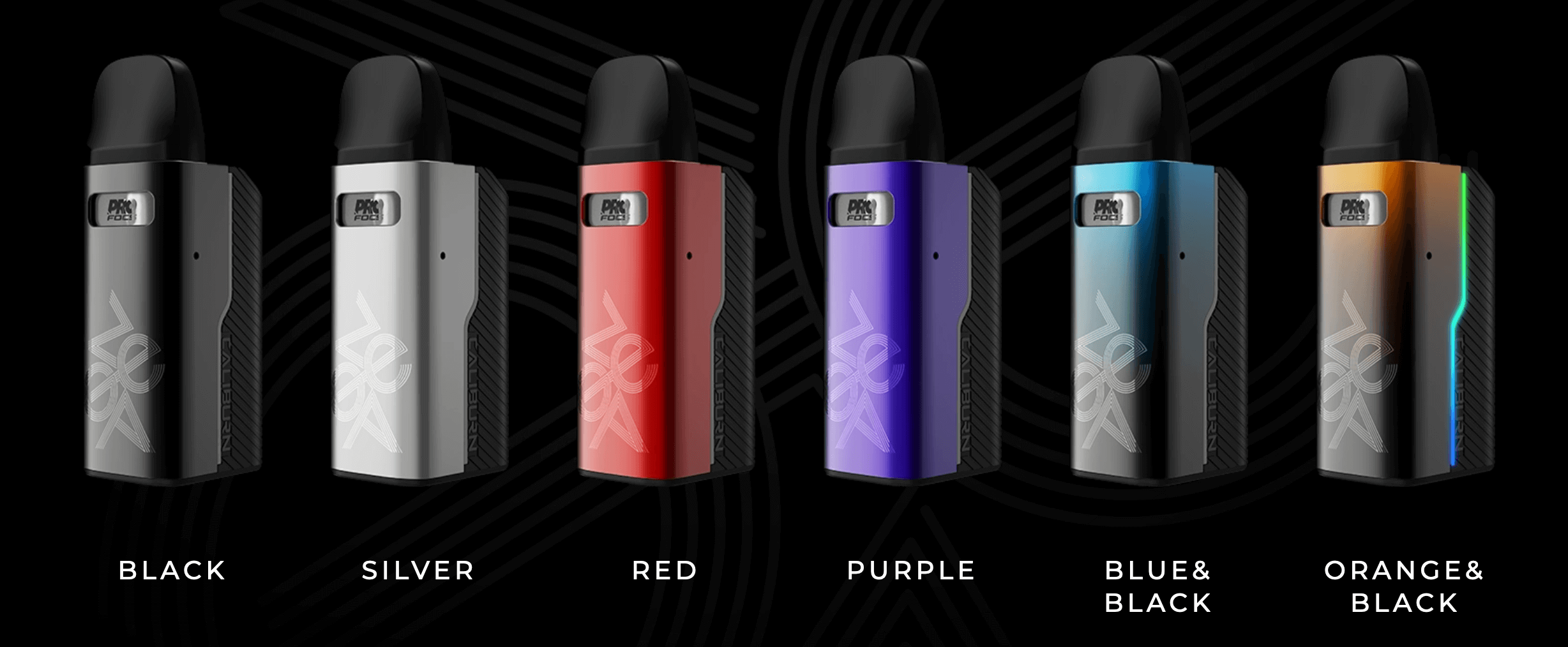 Caliburn GZ2 Vape Kit by Uwell - Colour Options: Black, Silver, Red, Purple, Blue & Black, Orange & Black.