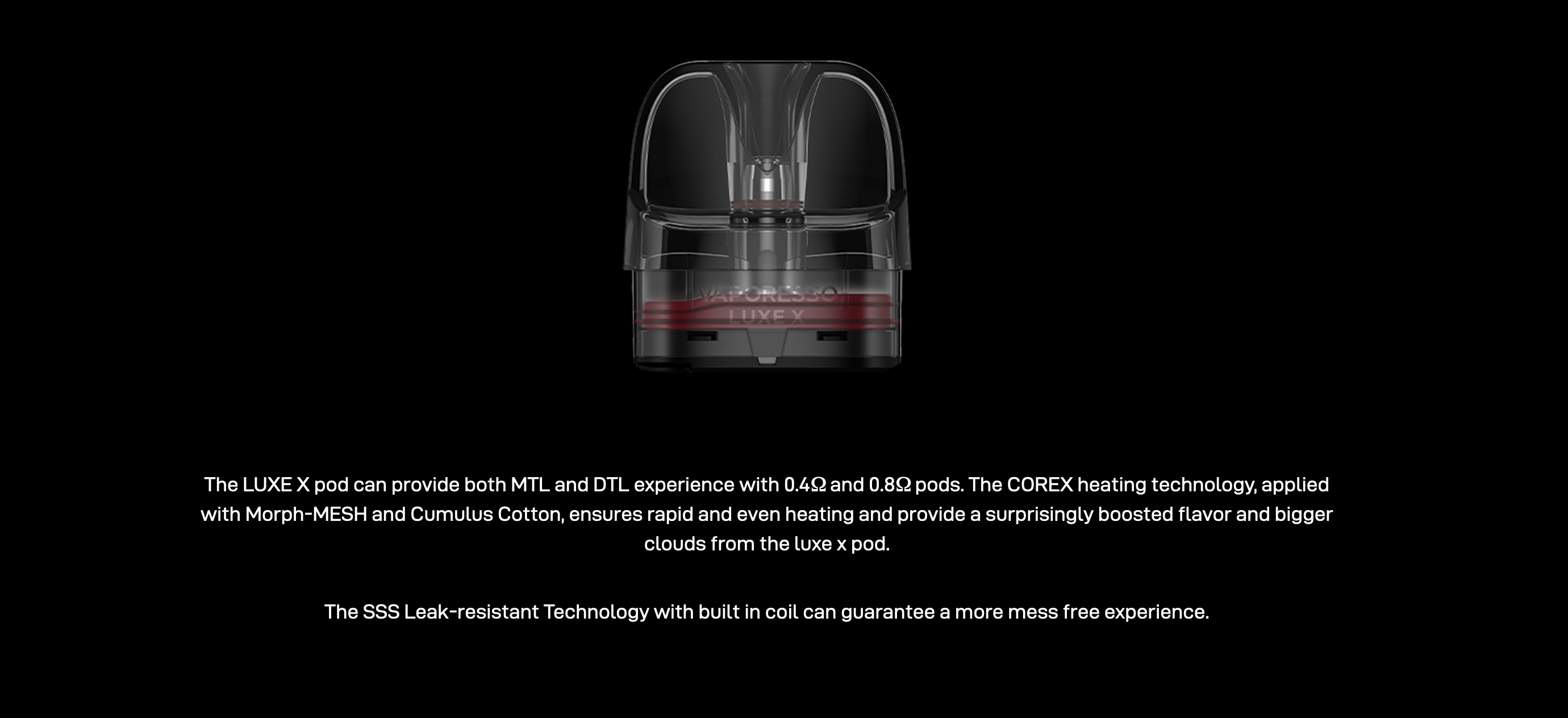 Vaporesso Luxe X Pods - capable of both MTL and DTL vaping