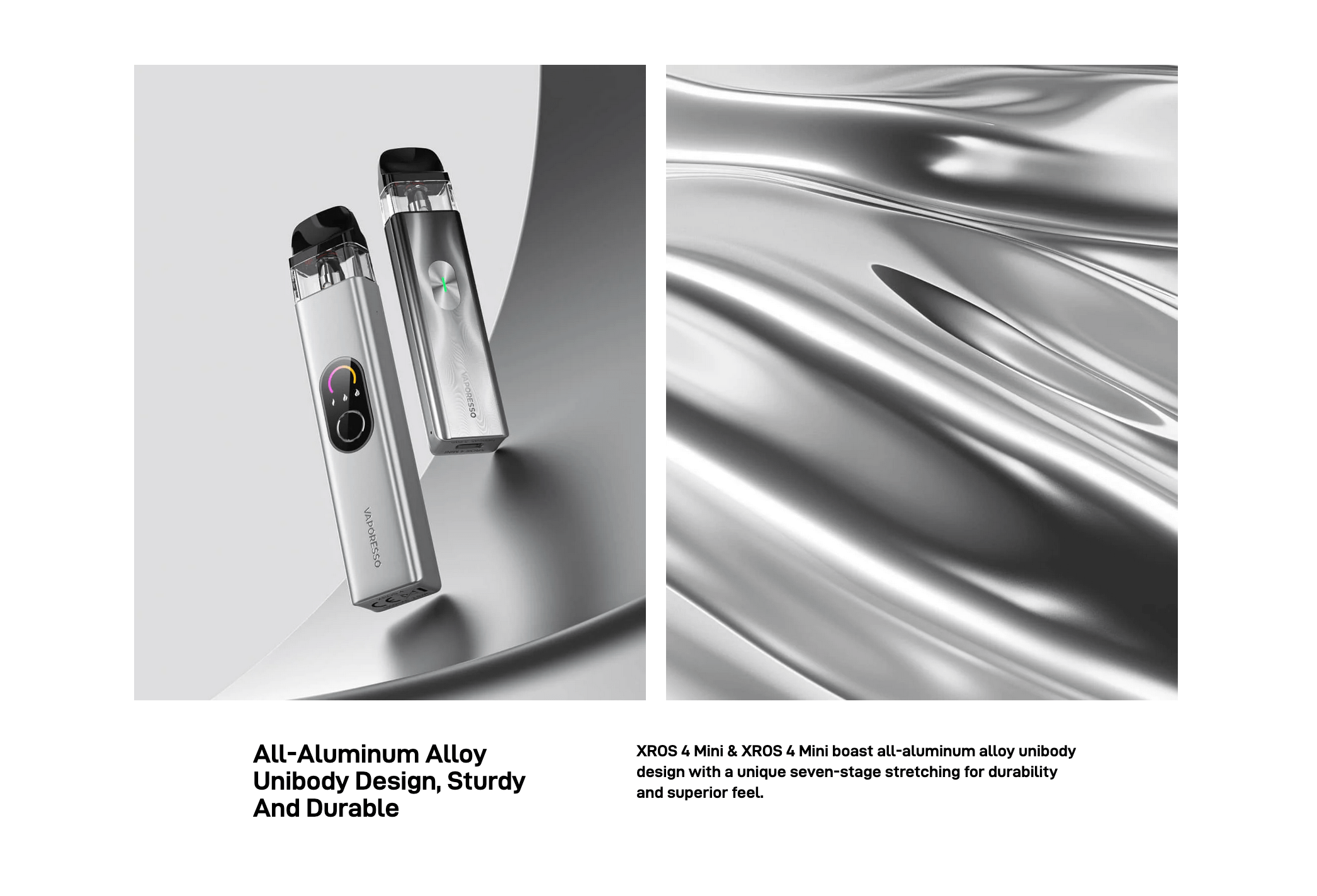 Vaporesso XROS 4 Mini | all aluminium alloy unibody design, sturdy and durable