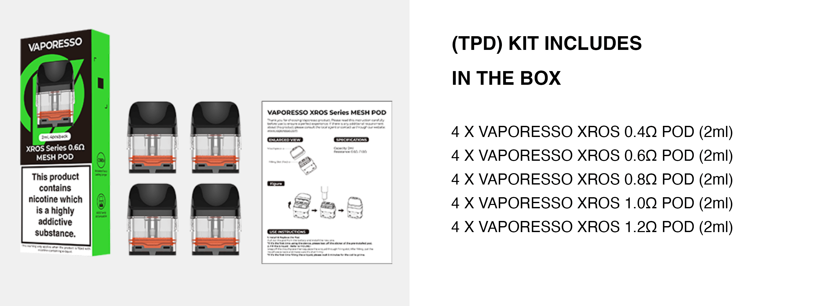 Vaporesso Xros Pods | Box contents