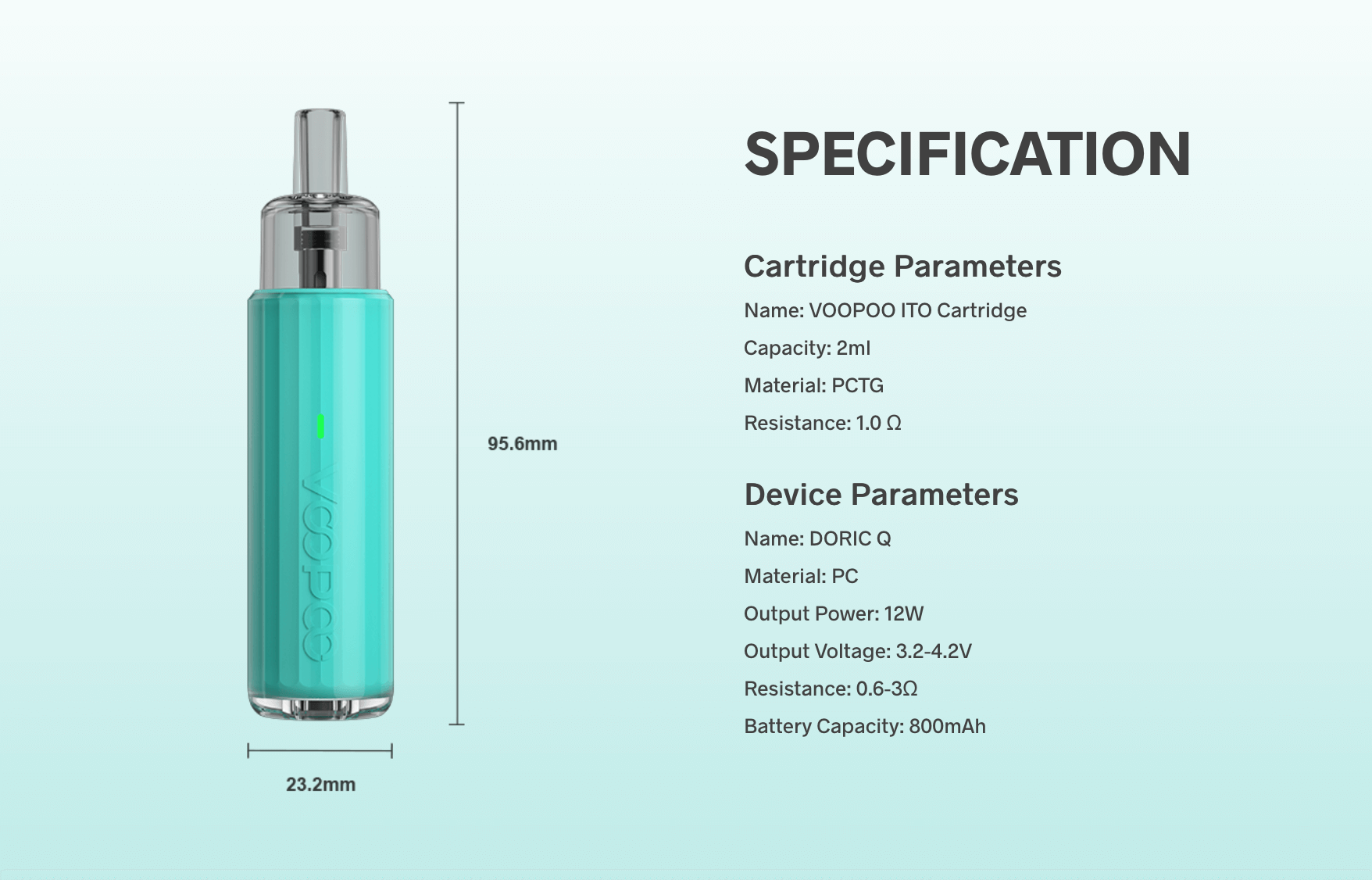 Voopoo Doric Q Pod Kit Specifications