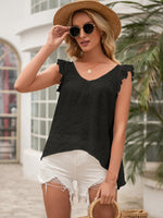 Simple Hollow Sweet Baby Shirt V-Neck Top