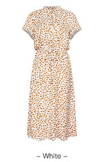 Women's Polka Dot Short Sleeve Shirt Collar Dress