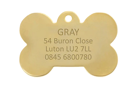 engraved-brass-bone-dog-ID-tag-showing-what-details-should-be-on-a-dog-id-tag-in-the-UK