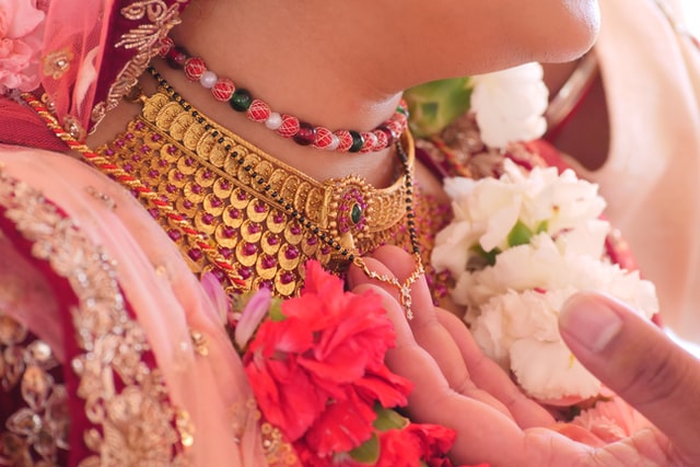 Indian Bride With Jewelery Mangalsutra Wedding Protection Vows
