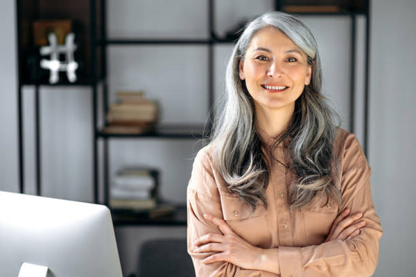 Woman With Long Gray Hair Styling Tips