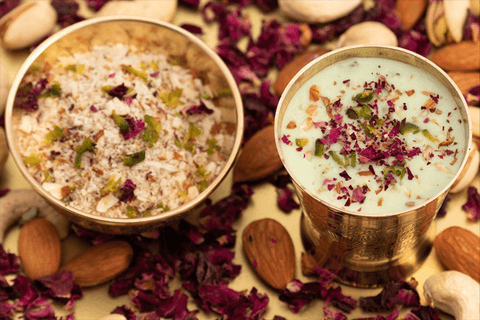 Cardamom-Rose Flavor Bhang Lassi, a perfect drink for summers and a fit for celebration.