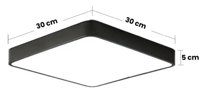 Plafon de Teto Sobrepor Quadrado Preto 30x30cm 24W  220v - Casas Gael