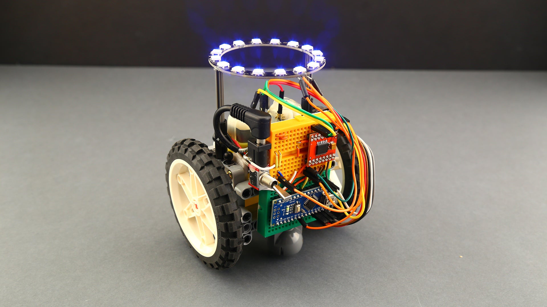 Tangible coding robot with RGB LEDs