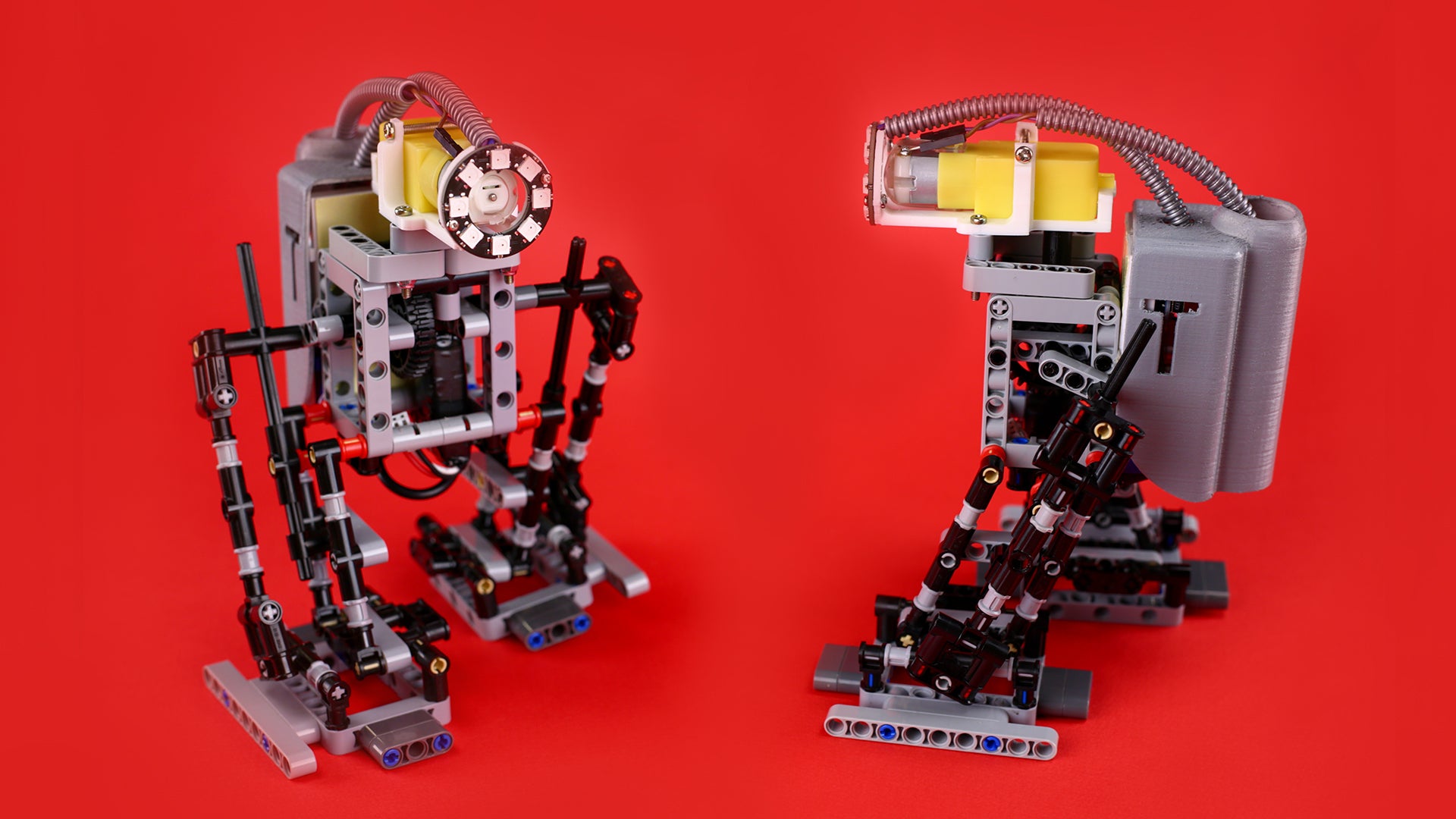 Kids can build a Biped robot with LEGO®-compatible blocks.