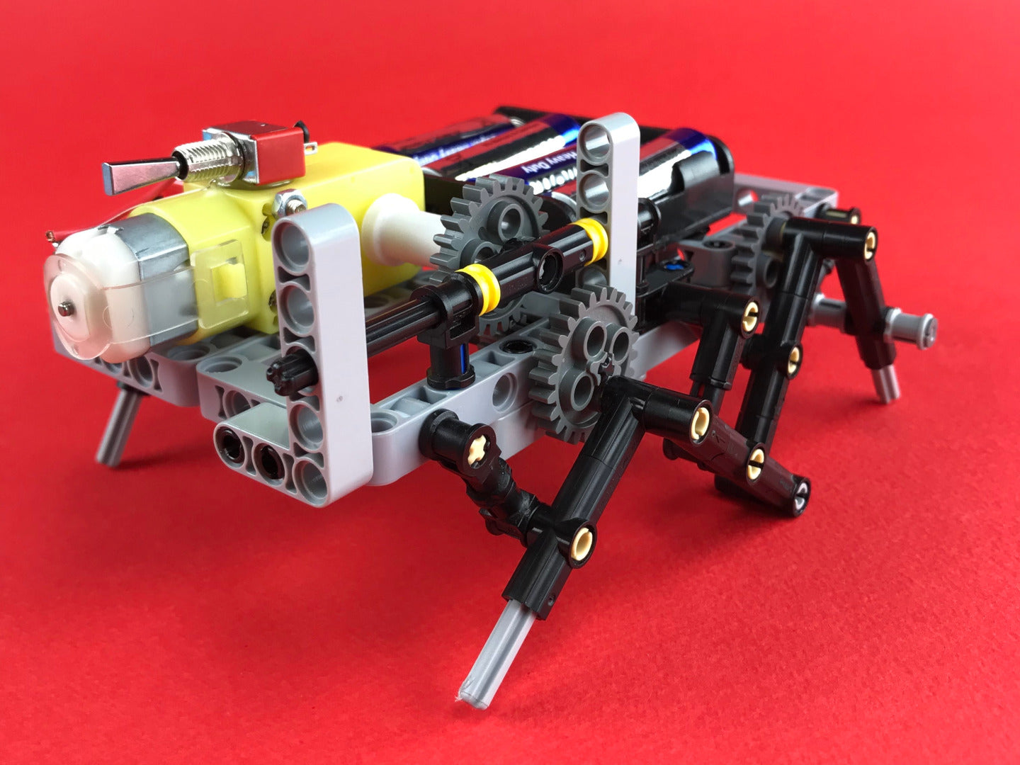 You can create a Hexapod robot with a DC motor and LEGO®-compatible blocks with your kids.