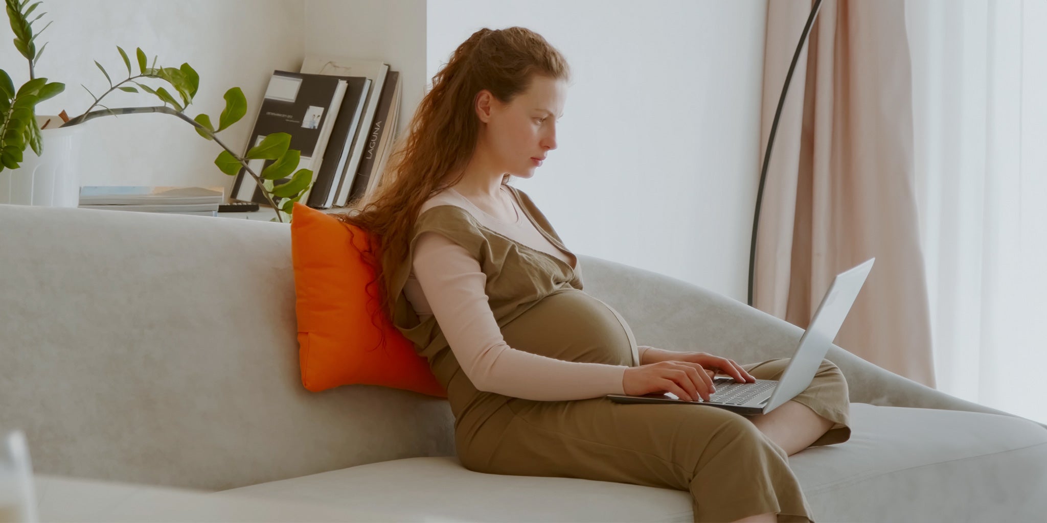 Pregnant woman working