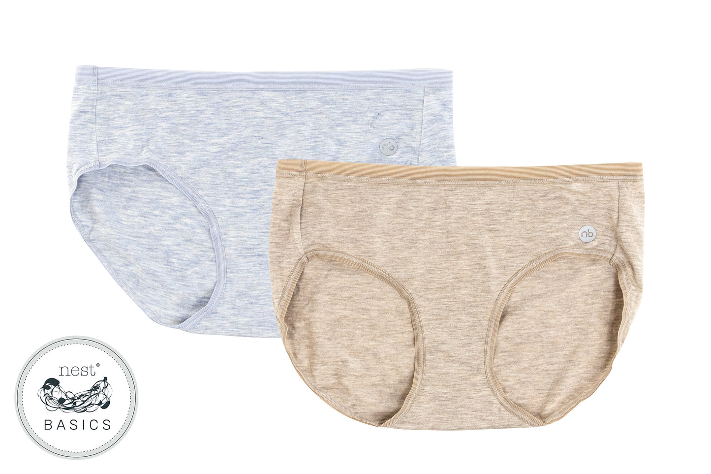 Women's Basics Underwear (Bamboo Cotton, 2 Pack) - Warm Taupe and Char –  Nest Designs