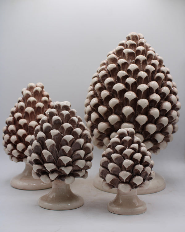 Green Pine Cone With Decorated Base – Ceramiche Di Sicilia