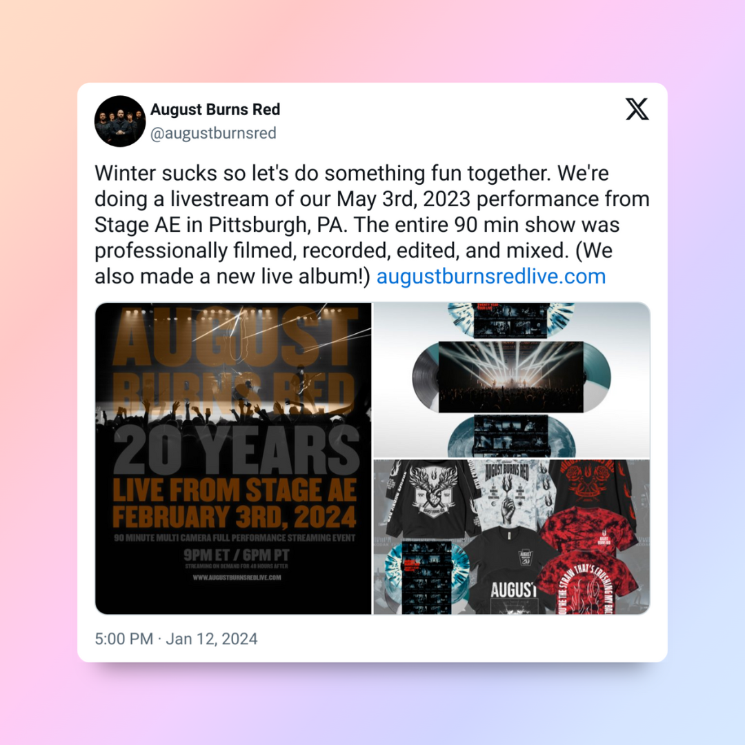 august burn's red 20th anniversary livestream on shopify powered by single