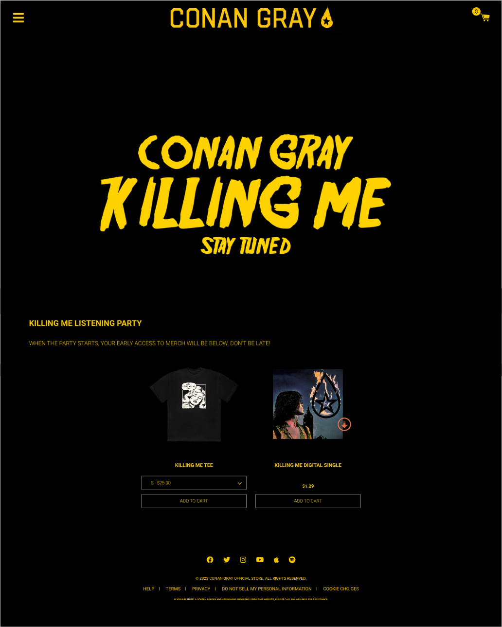 killing me conan gray exclusive discord listening party shopify