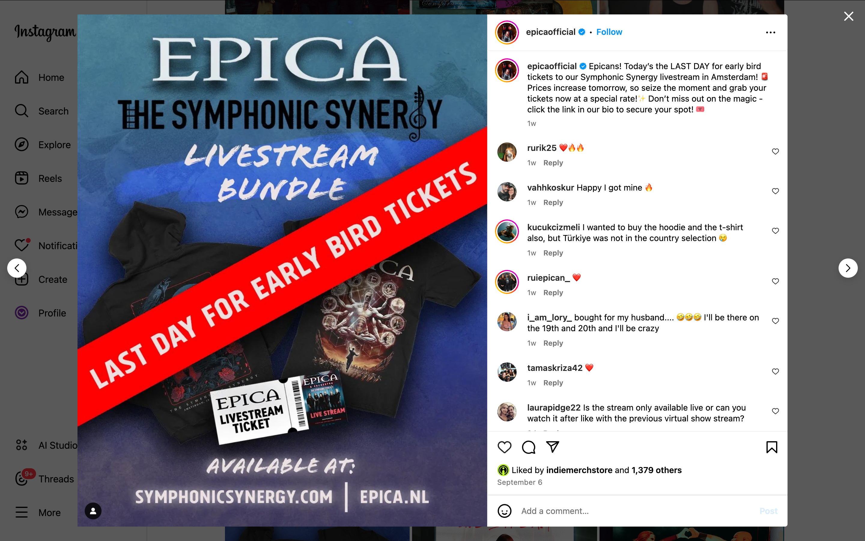 epica early bird tix