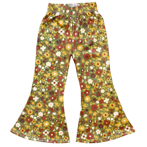 Little Girl's Bell Bottoms - Gold Floral – Daisy Del Sol