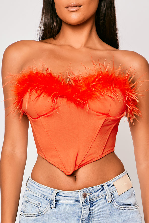 Christina - Orange Puff Sleeve Top, Going Out Tops