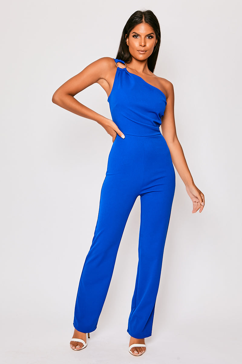 Aria - Royal Blue One Shoulder Jumpsuit – Miss G Couture