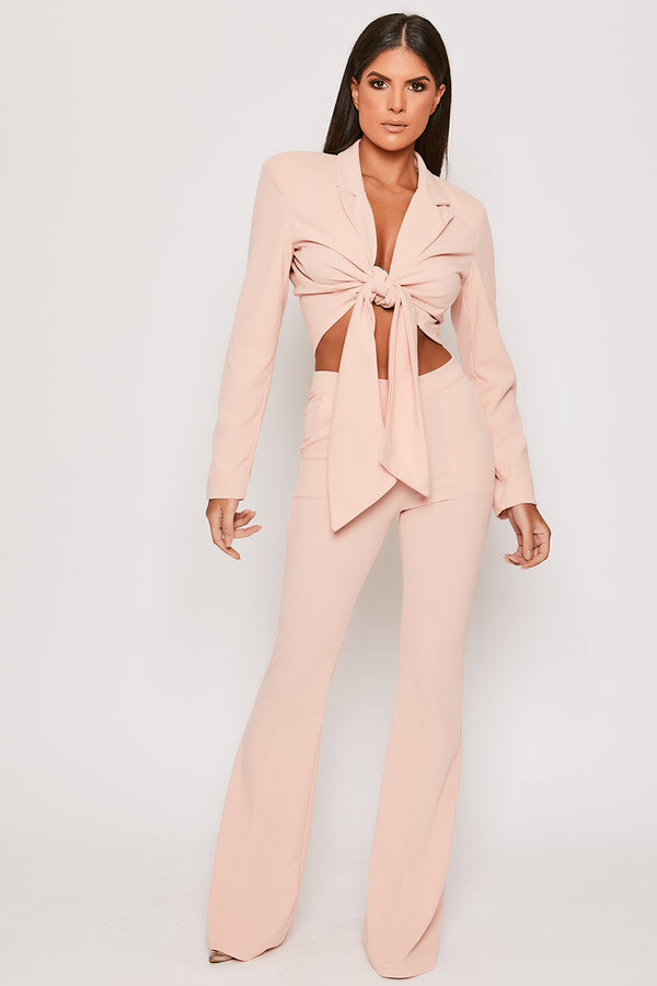 Tailored Blazer With Sheer Lace Sleeves