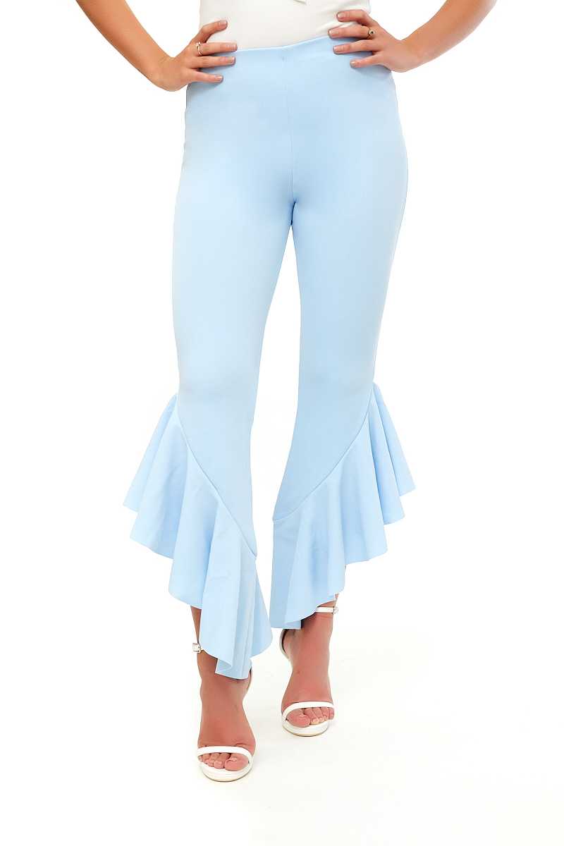 Flossie - Baby Blue Draped Frill Trousers