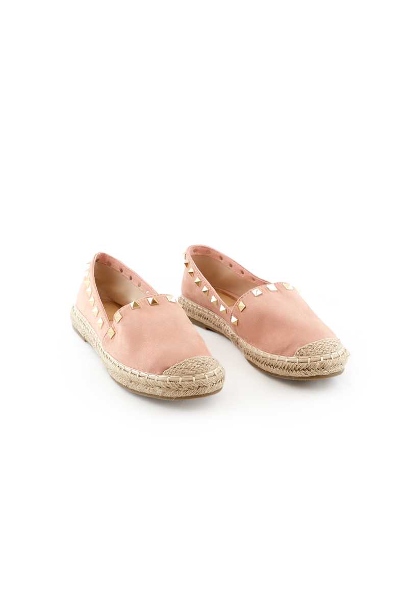 Amera- Pink Suede Studded Espadrilles