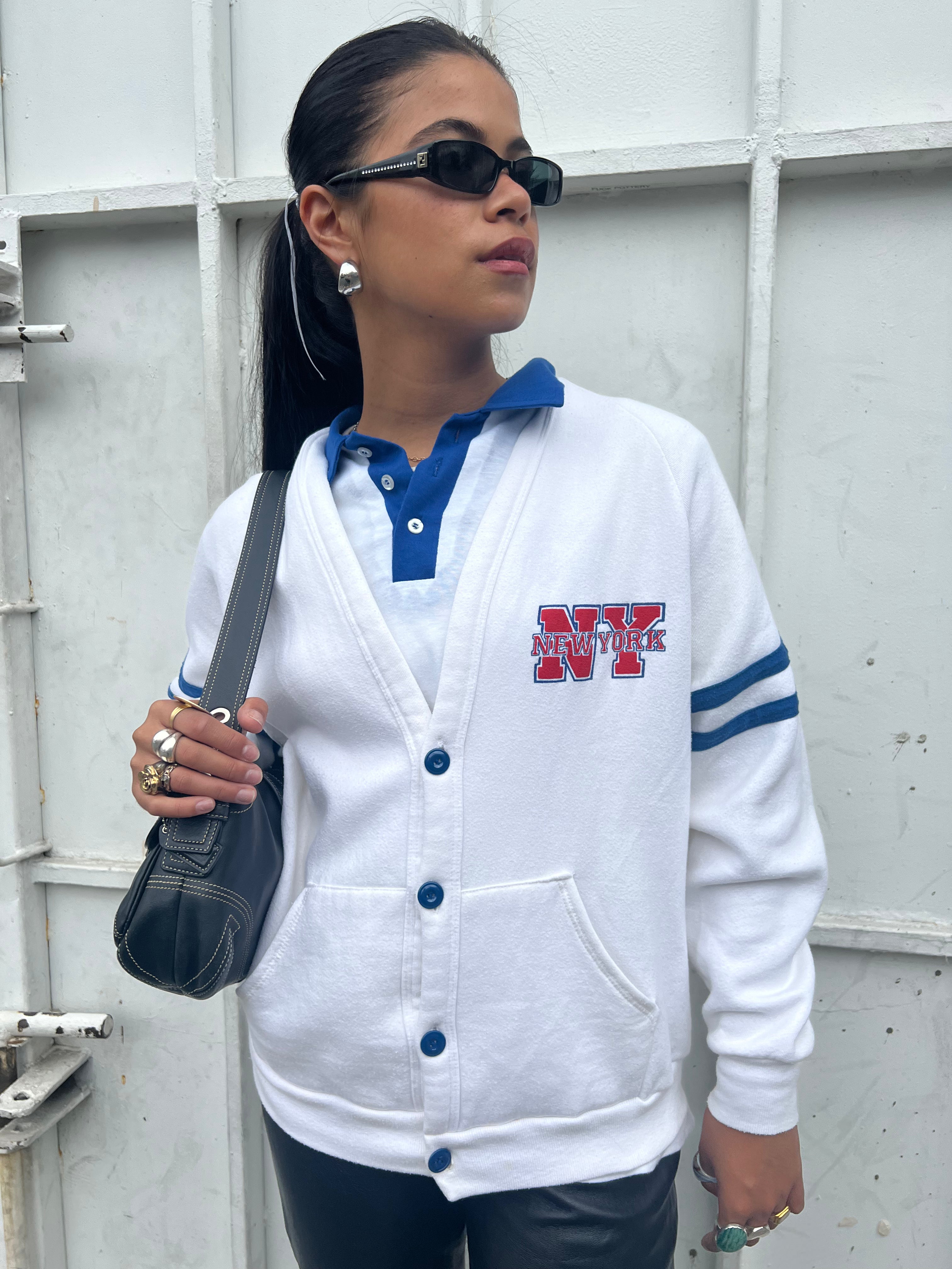 80's Russell New York Varsity Cardigan - L