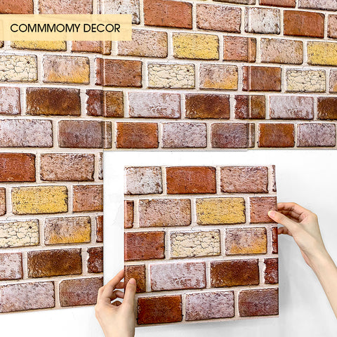 10 Pack 58 Sq.ft Silver 3D Brick Wallpaper, Self Adhesive Home Decor  Waterproof Brick Wall Decals, Peel and Stick 3D Foam Brick Wall Tiles 
