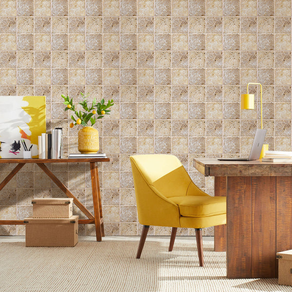 Beige Rock Stone 3D Tiles For Bedroom Wall Decor