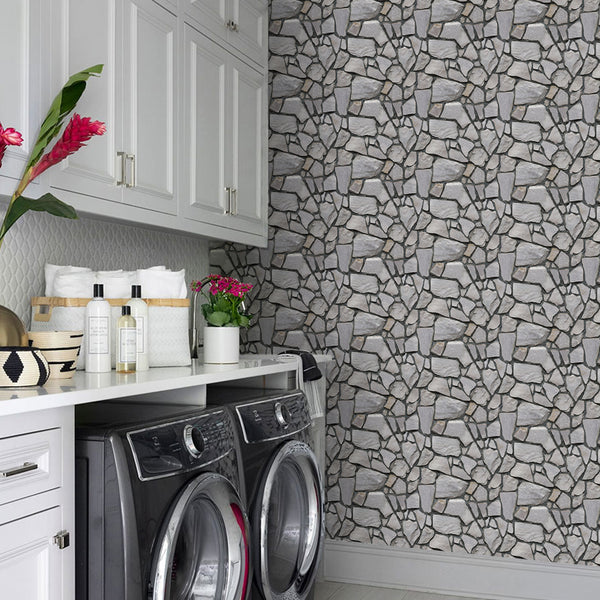 Azulejo de pared 3D Vintage Grey Stone Peel and Stick